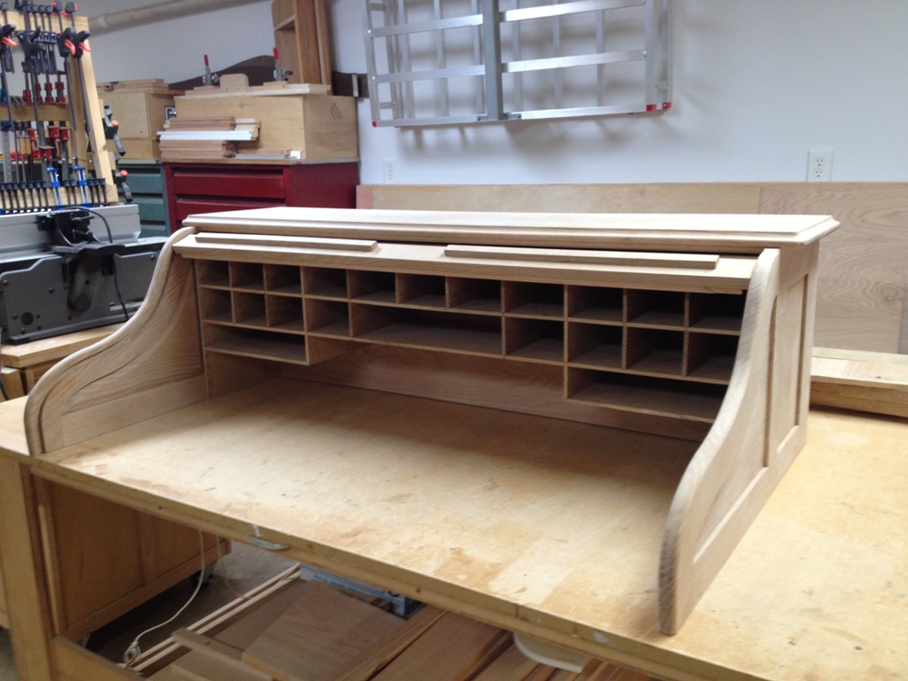 Rolltop Desk Build Part 9 This Part Of The Build Took Around 15 Hours Over Weekend At Right You Can See Cubby Hole Assembly In Place It Fit Perfectly